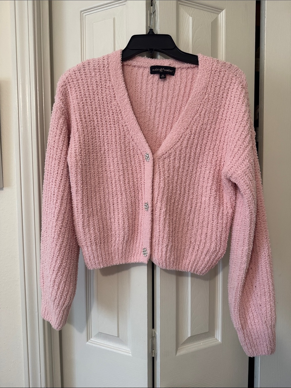 Pink Knit Button-Front Sweater